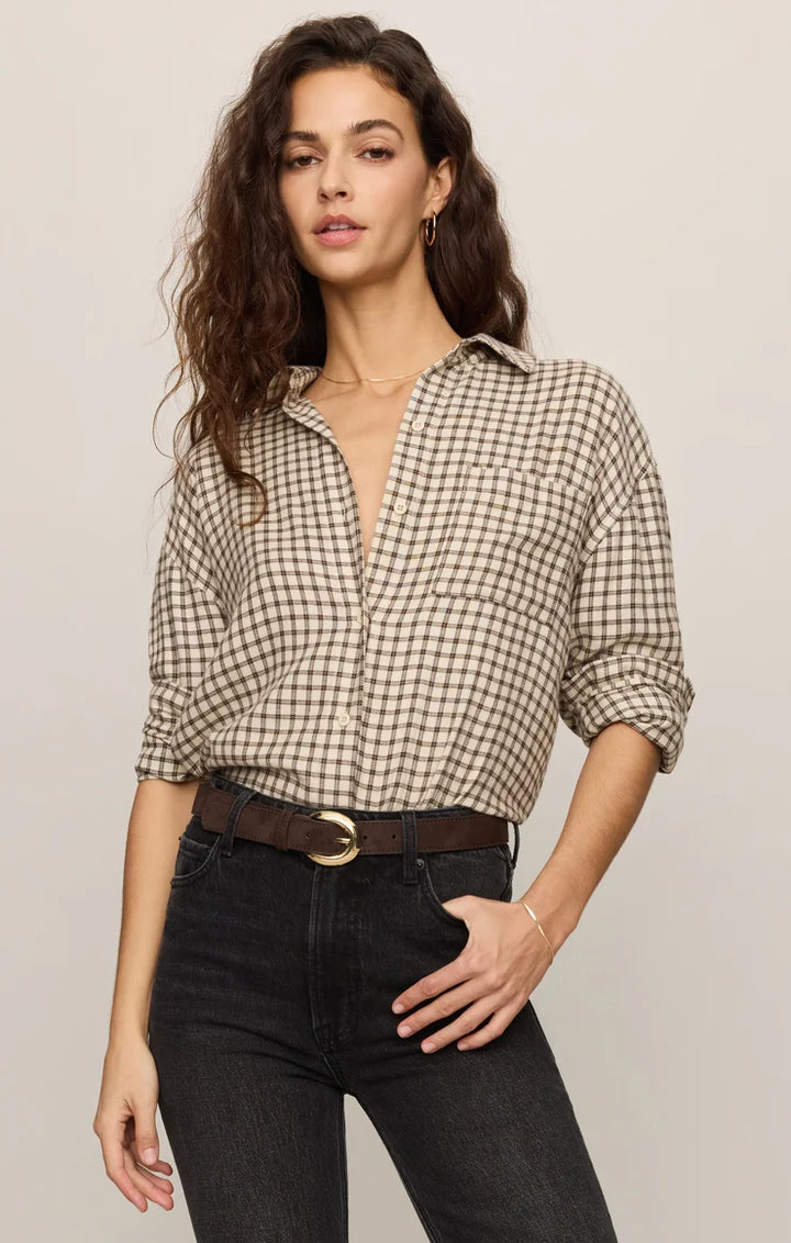 River Plaid Button Up Dark Chocolate