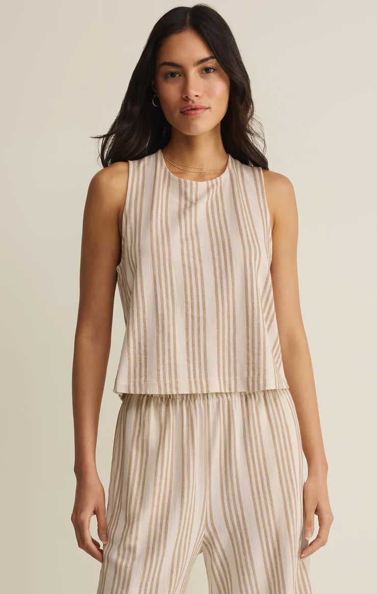 Sloane Knit Stripped Tank in Cloud