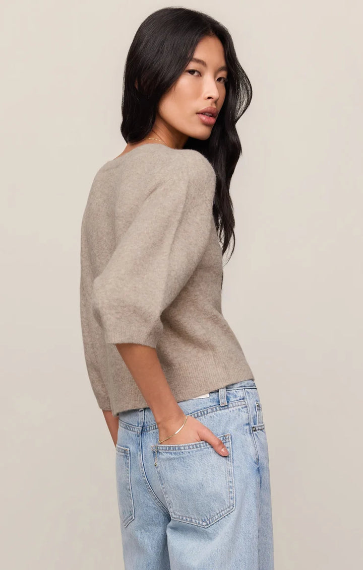 Valor Short Sleeve Cardigan Natural Heather