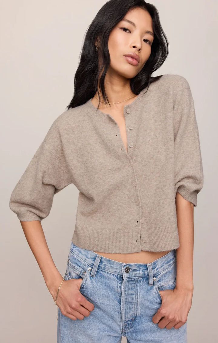 Valor Short Sleeve Cardigan Natural Heather