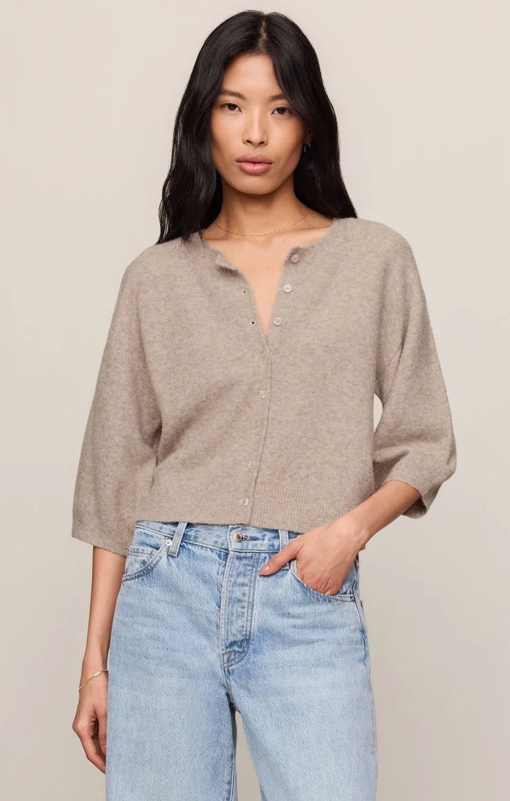 Valor Short Sleeve Cardigan Natural Heather
