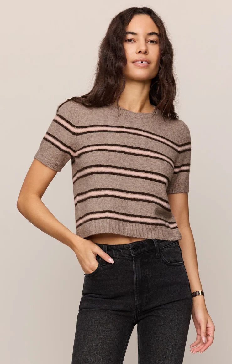 Gatewood Stripe Sweater Tee Heather Ash