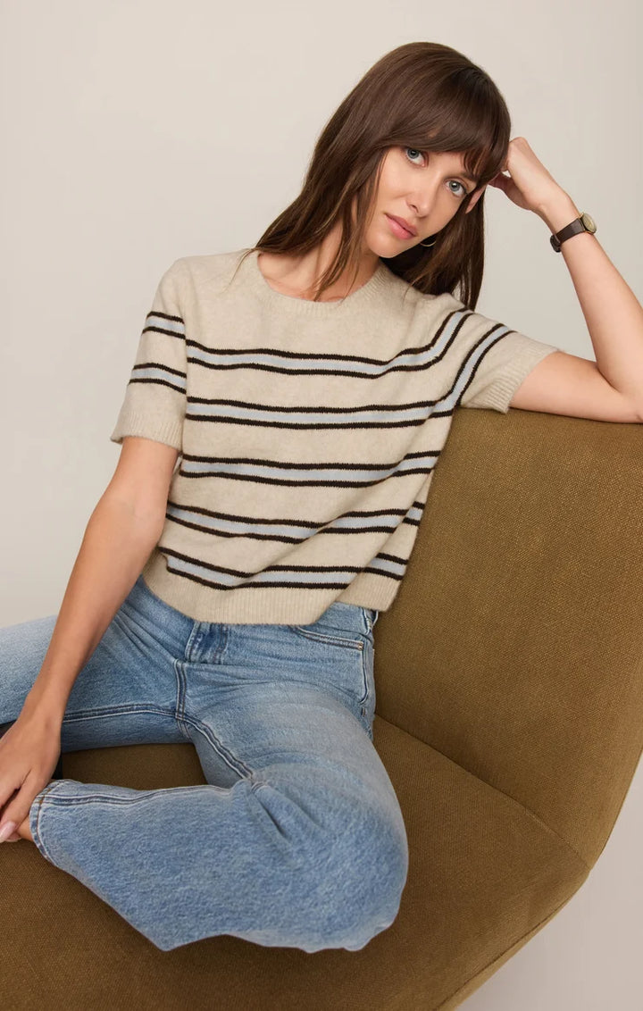 Gatewood Stripe Sweater Tee Oatmeal Heather