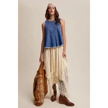 Denim Flare Peplum Top