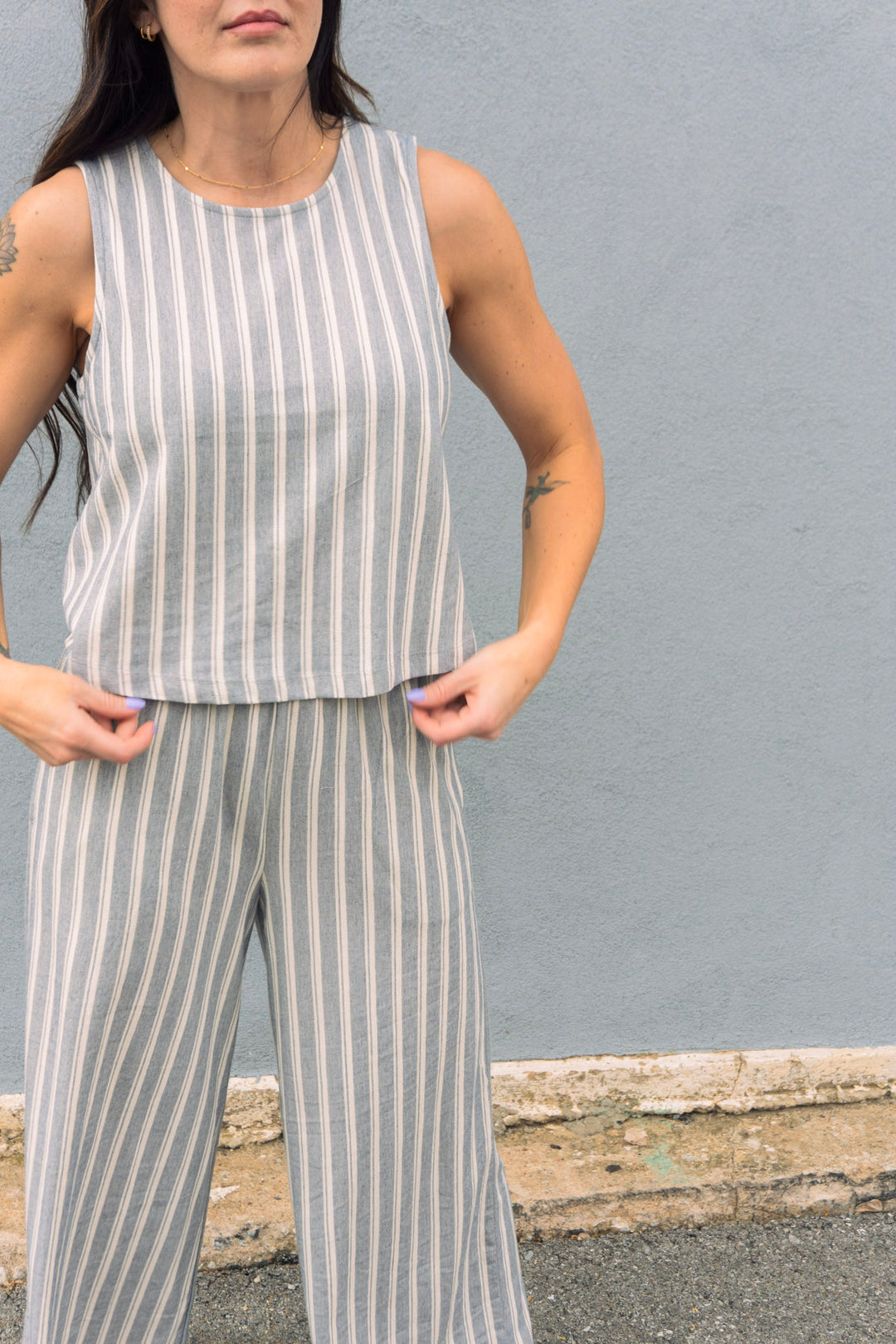 Sloane Knit Stripped Tank in Summer Stone