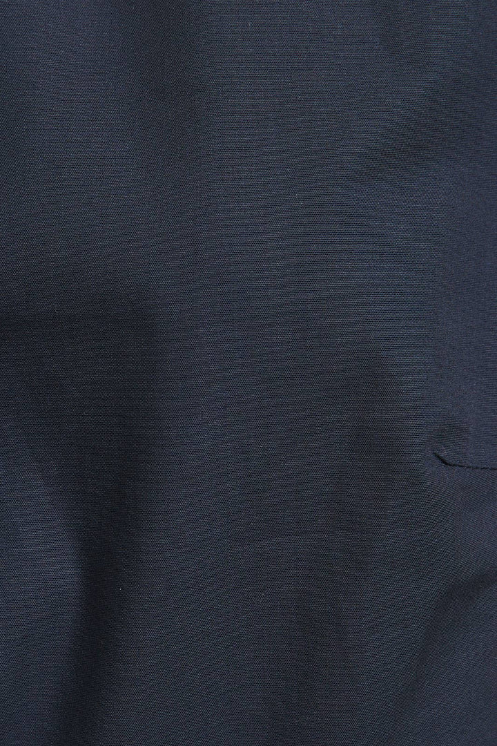 Front Ties Puff Half Sleeve Blouse - Navy