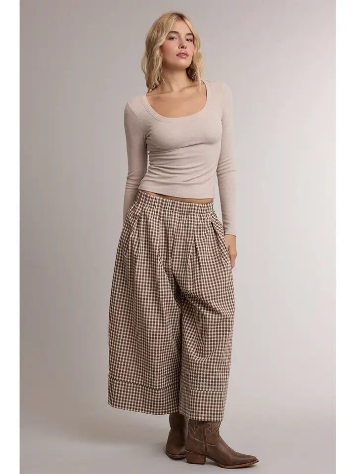 Molly Gingham Wide Leg Pants