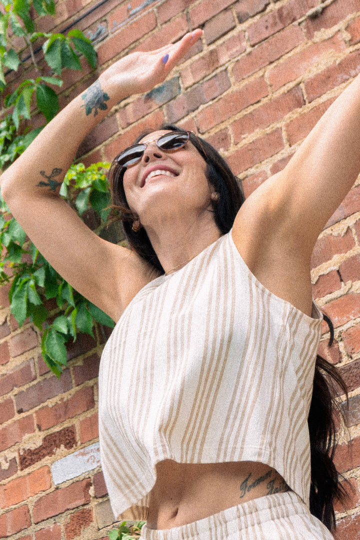 Sloane Knit Stripped Tank in Cloud