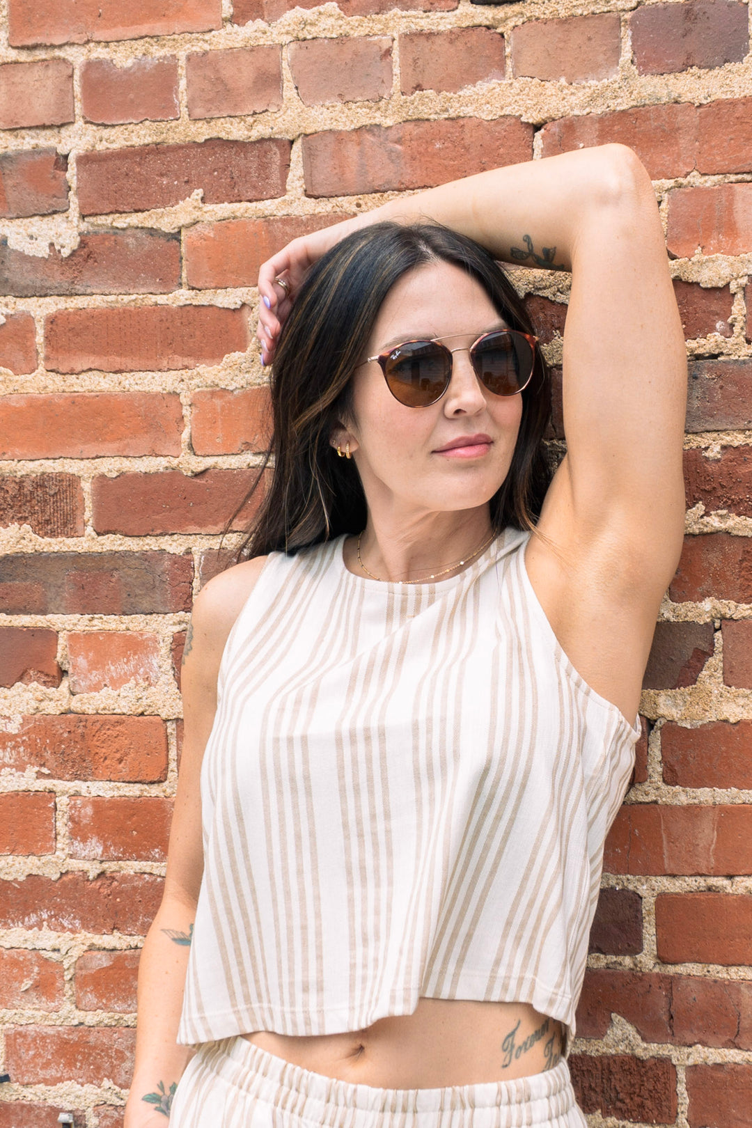 Sloane Knit Stripped Tank in Cloud