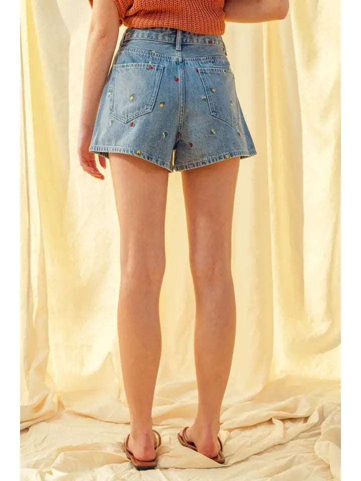 Embroidery Denim Short