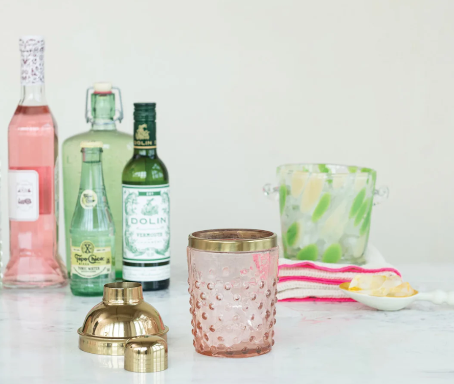 Hand-blown Hobnail Rose Shaker