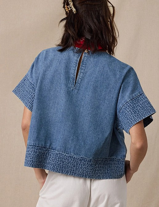 Cotton Denim Boxy Top
