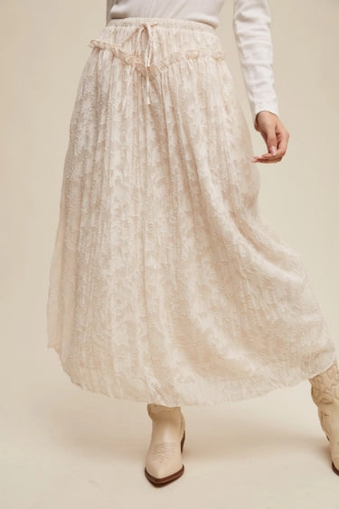 Floral Textured Maxi Skirt