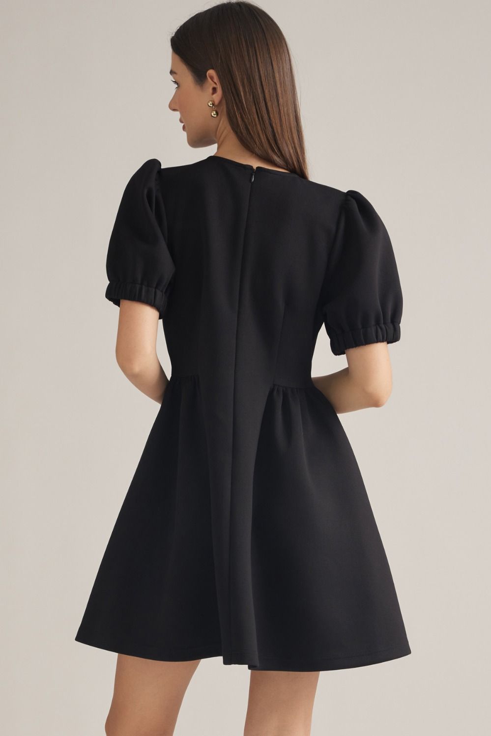 Serena Bubble Sleeve Black Dress