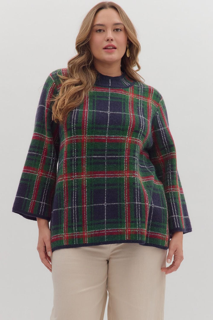 Plaid Mockneck Sweater