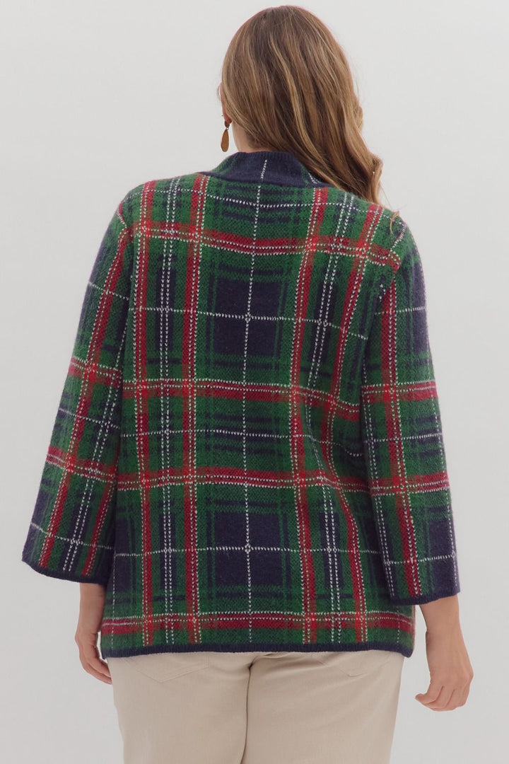 Plaid Mockneck Sweater