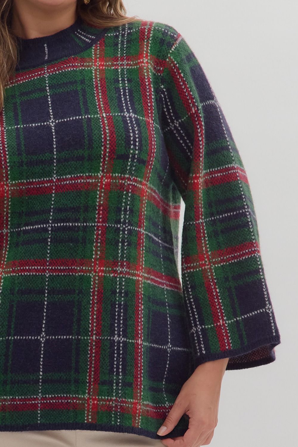 Plaid Mockneck Sweater