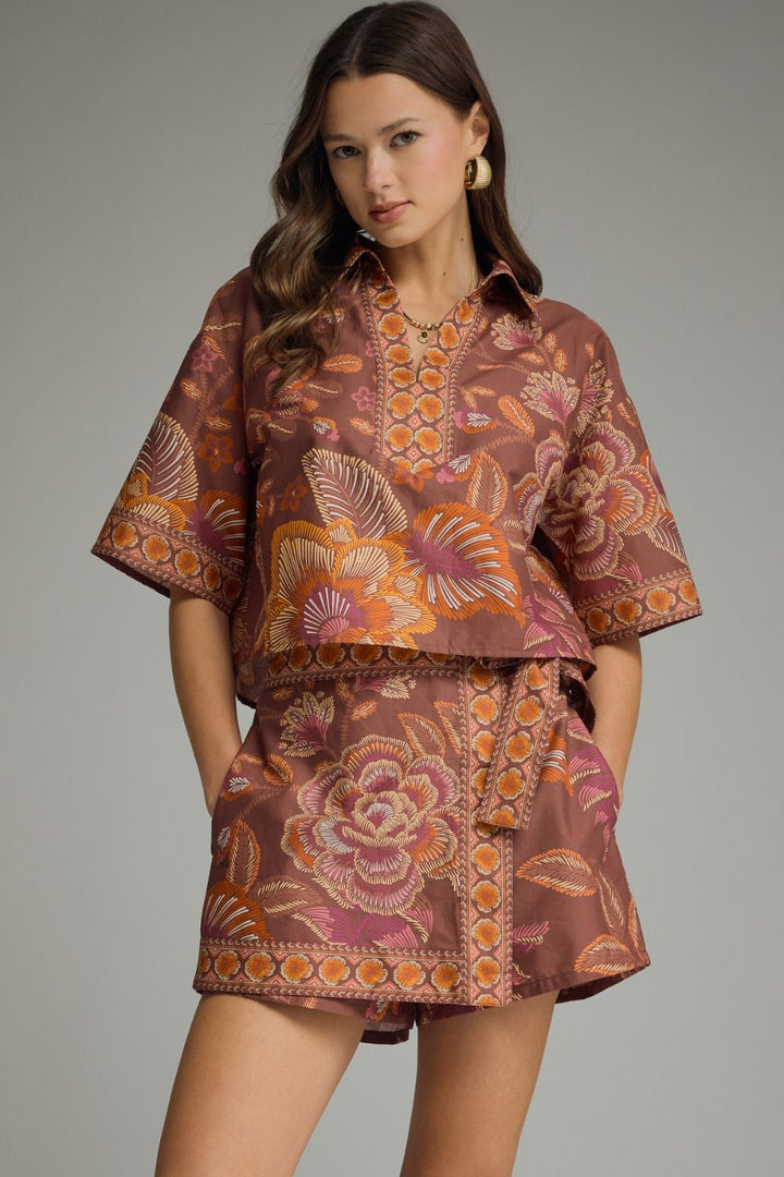 Becca Floral V-Neck Blouse