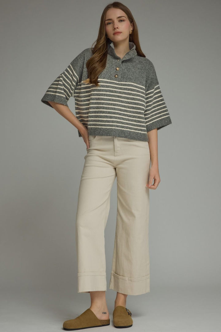 Sara Grey Stripped Sweater