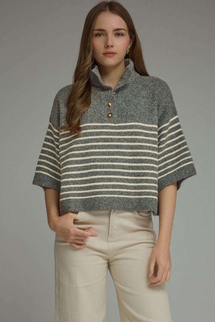 Sara Grey Stripped Sweater