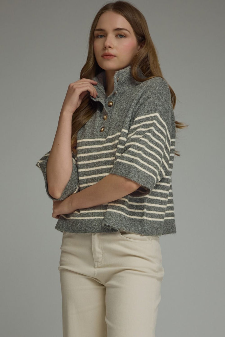 Sara Grey Stripped Sweater