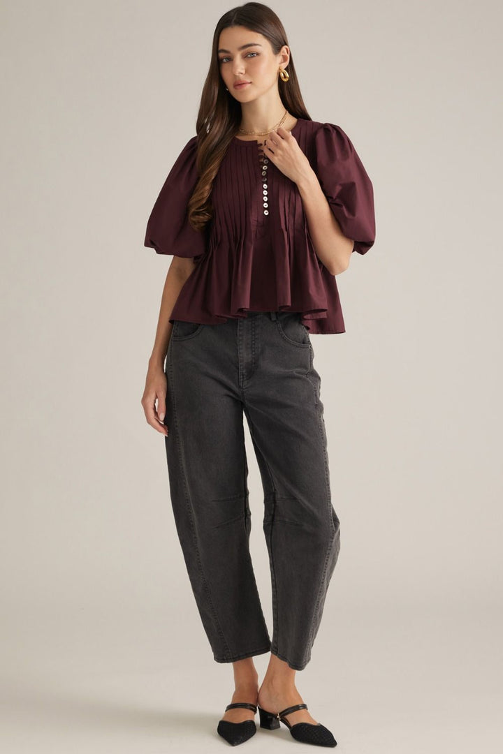 Poppy Merlot Peplum Top