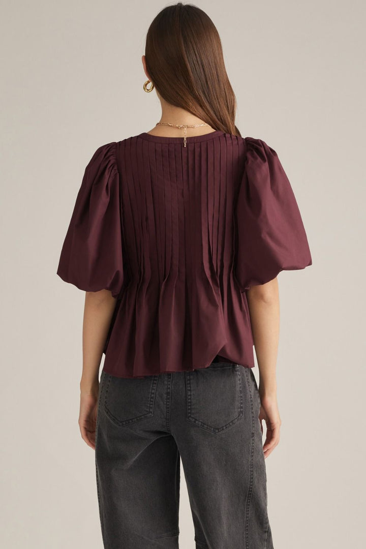 Poppy Merlot Peplum Top