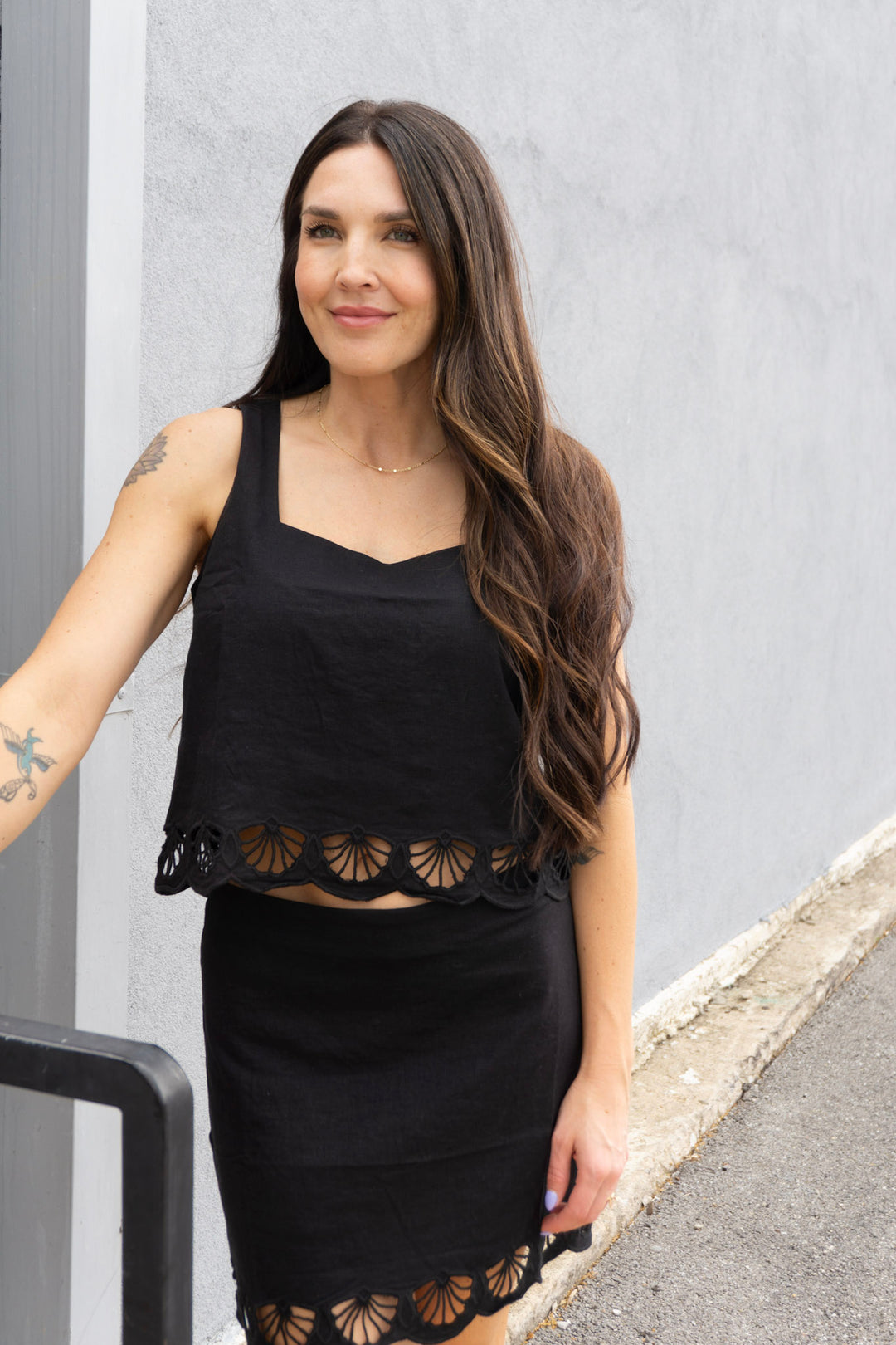 Charlene Embroidery Mini Skirt in Black