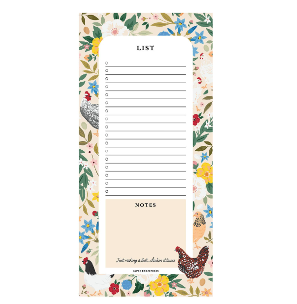 Chickens & Flowers Market List Notepad