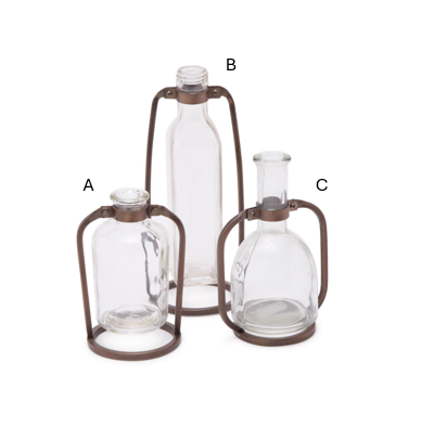 Glass Bottle Vases with Metal Stand