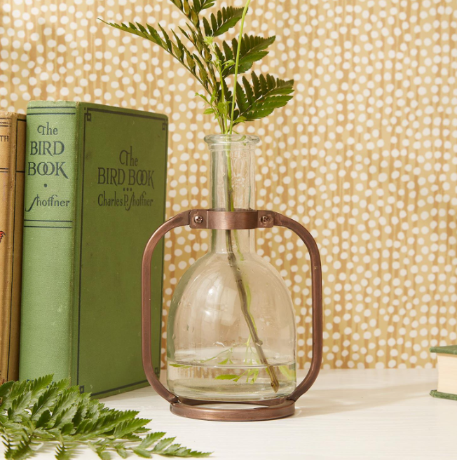 Glass Bottle Vases with Metal Stand