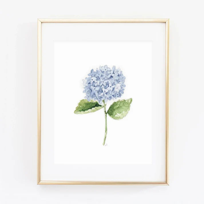 Framed Hydranga watercolor wall art