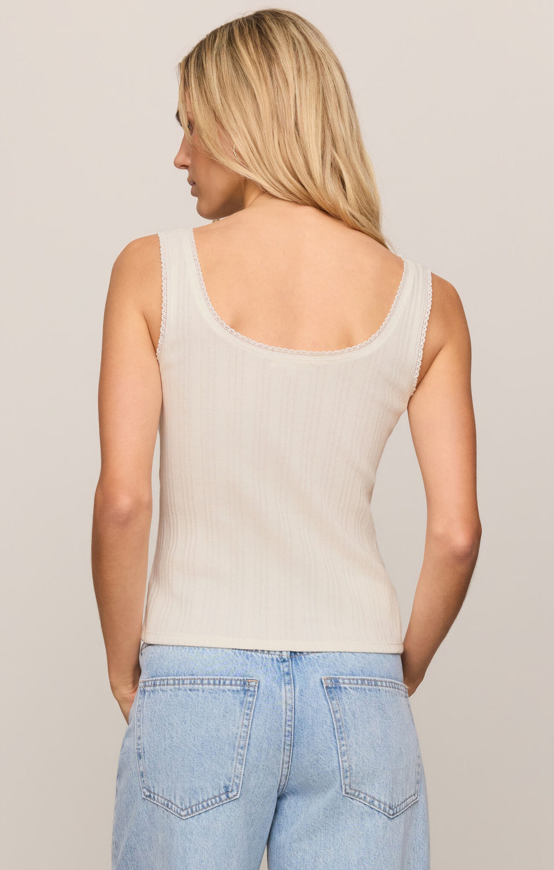 Lainey Pointelle Tank- White