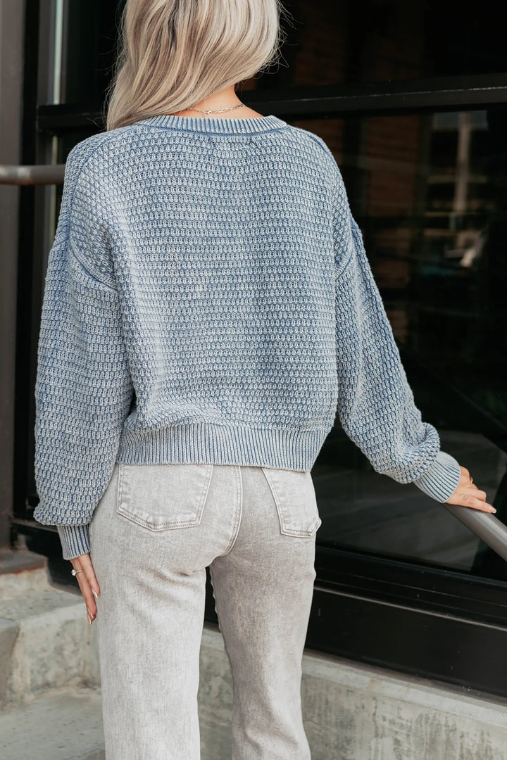 Mineral Washed Cable Knit Cropped Sweater