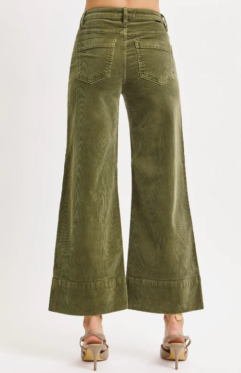 High Rise Crop Wide Corduroy Pants