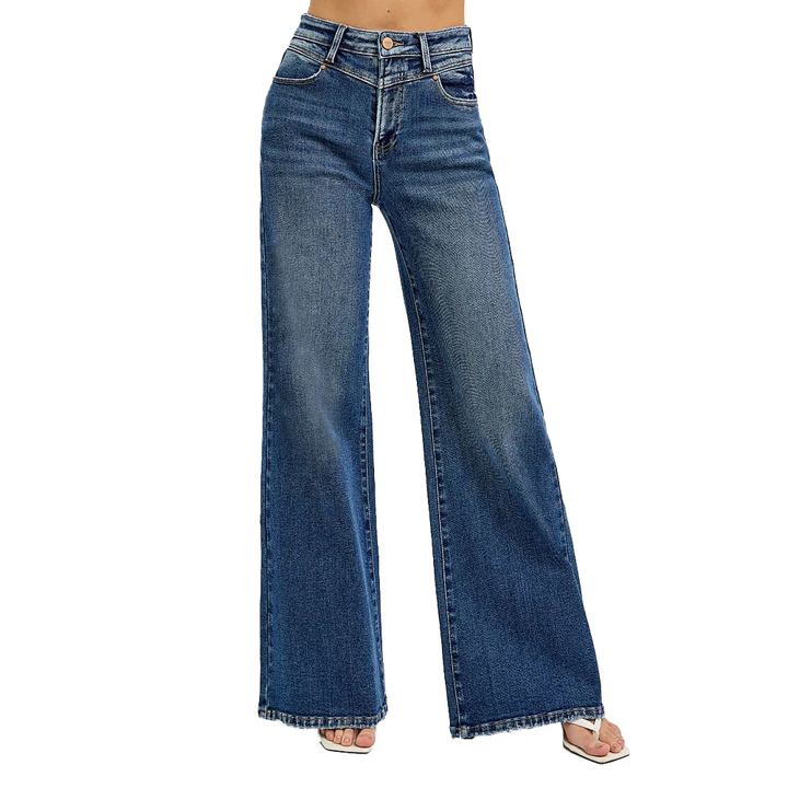 Yoke Detail Dark Wash Jeans