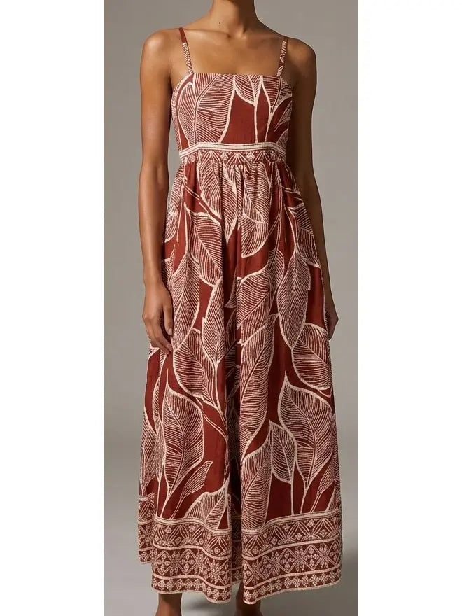 Rustic Leaf Code Maxi Dress