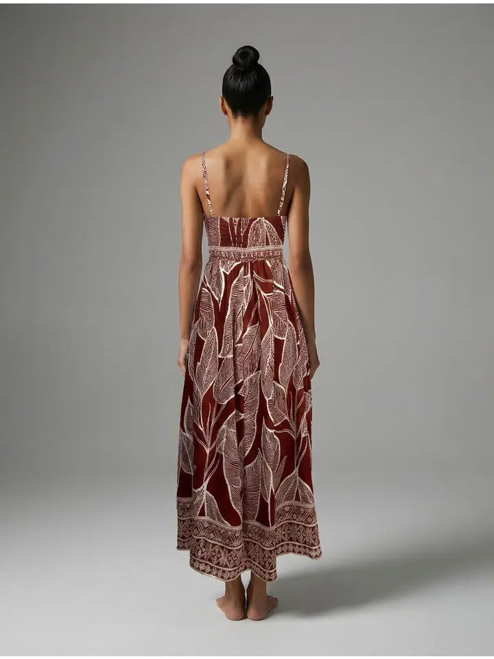Rustic Leaf Code Maxi Dress