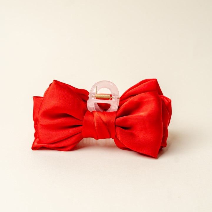 Valentine Satin Bow Claw Clip