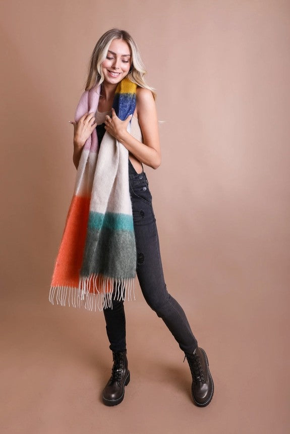 Color Block Oversized Scarf