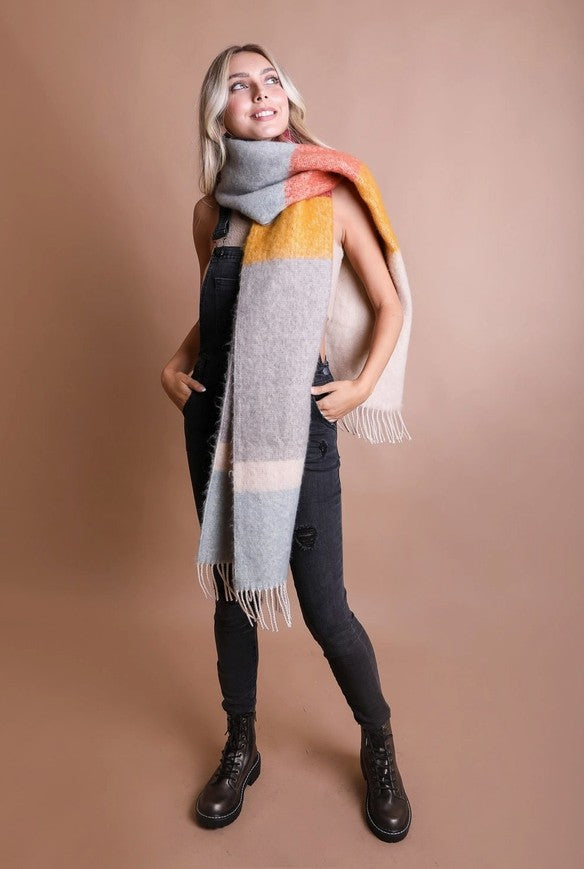 Color Block Oversized Scarf