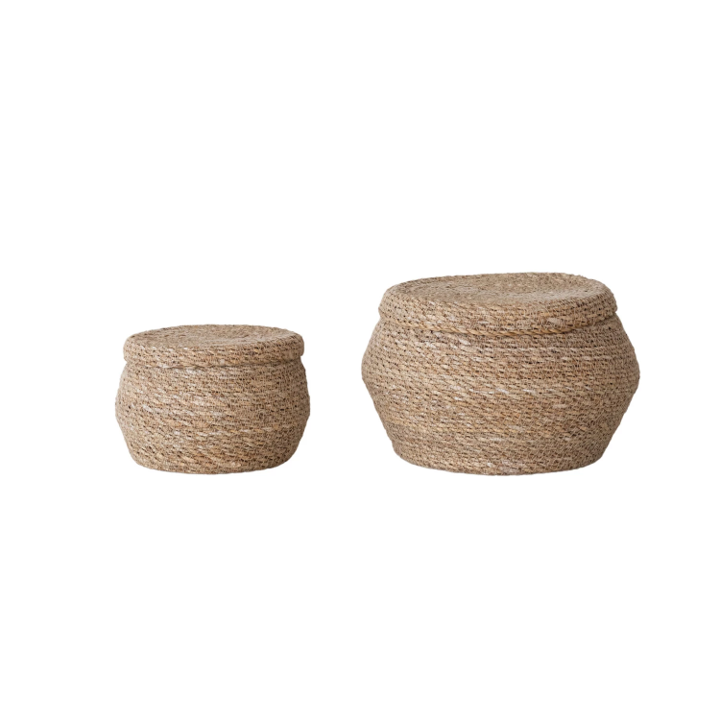 Hand-Woven Seagrass Basket with Lid