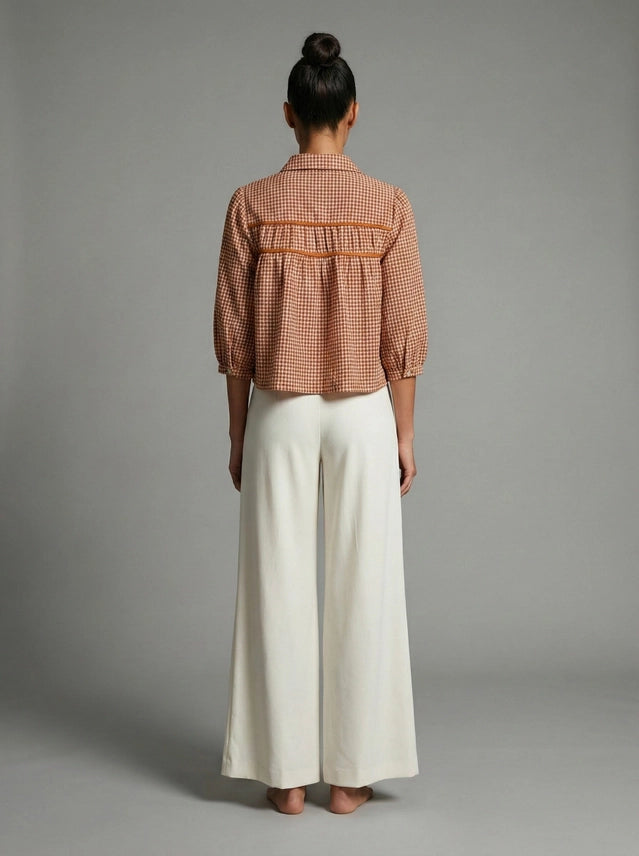 Terracotta Check Blouse
