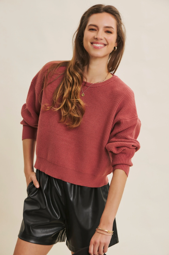 Sweater With Satin Back Bow