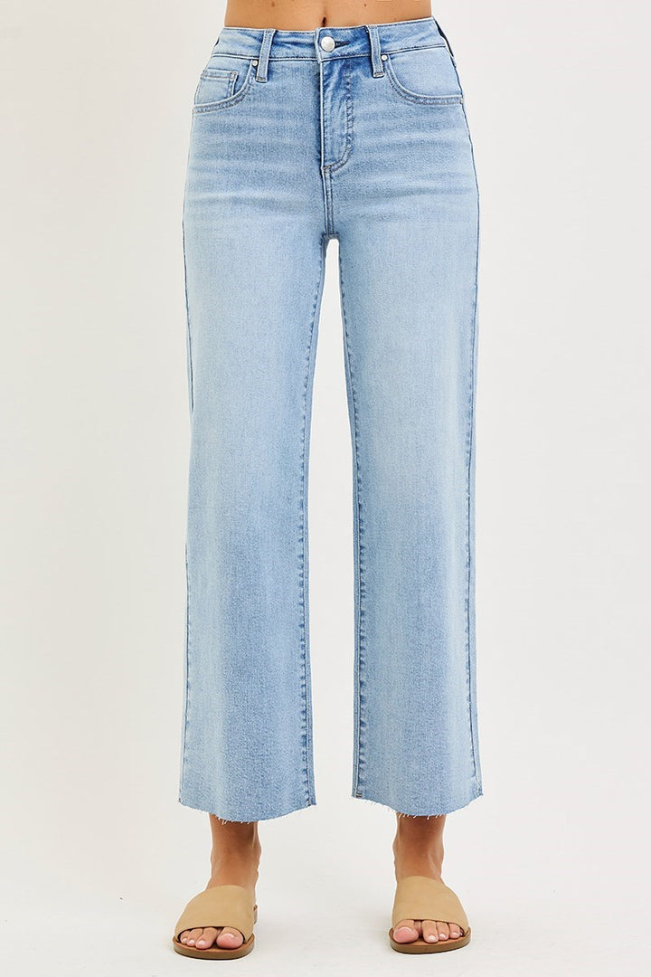 Tummy Control High Rise Crop Wide Leg Jeans