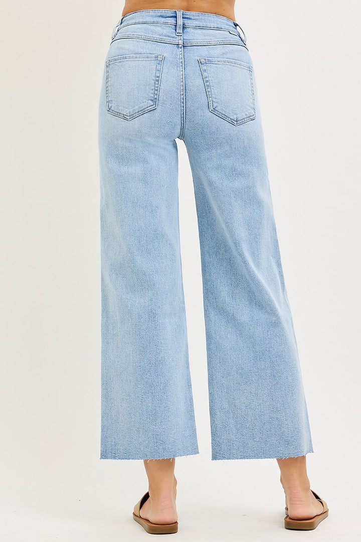 Tummy Control High Rise Crop Wide Leg Jeans