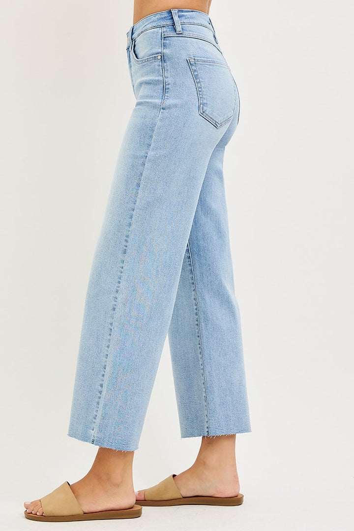 Tummy Control High Rise Crop Wide Leg Jeans